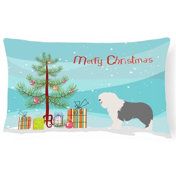 Carolines Treasures Carolines Treasures BB8466PW1216 Old English Sheepdog Christmas Canvas Fabric Decorative Pillow BB8466PW1216